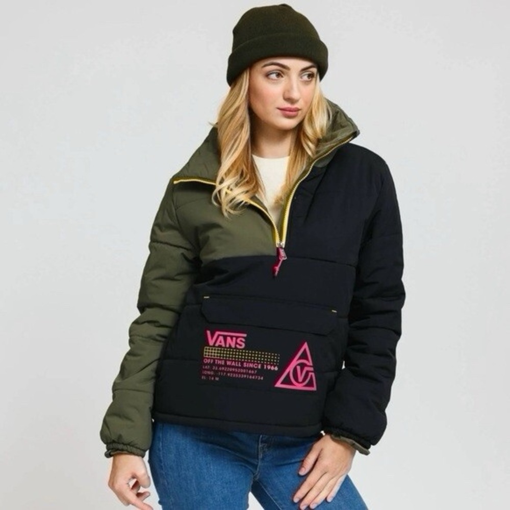 VANS WOMEN'S 66 SUPPLY PULLOVER PUFFER JACKET SIZE XS COLOR BLOCK NEW